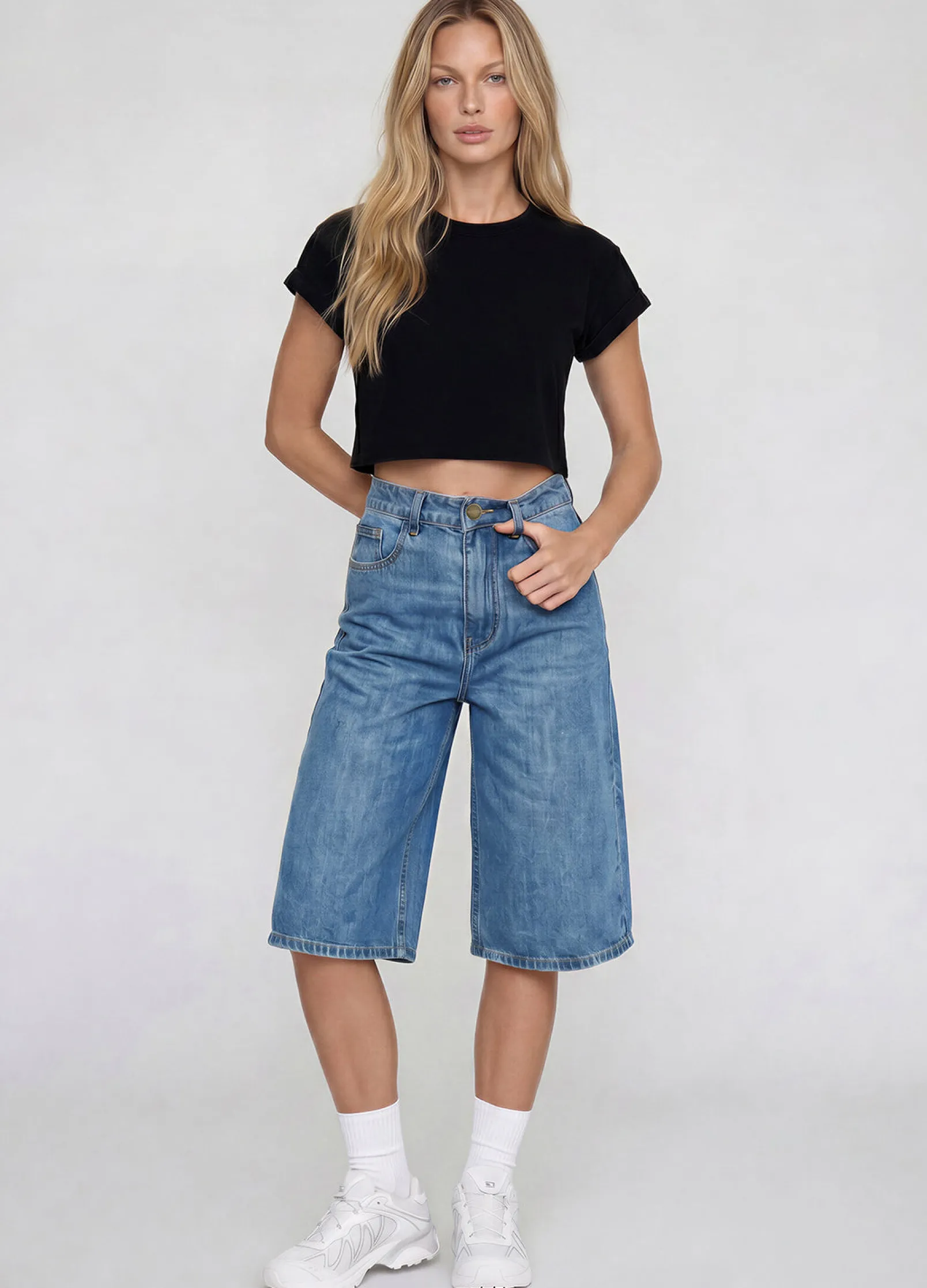 Baggy Denim-Bermudashorts
