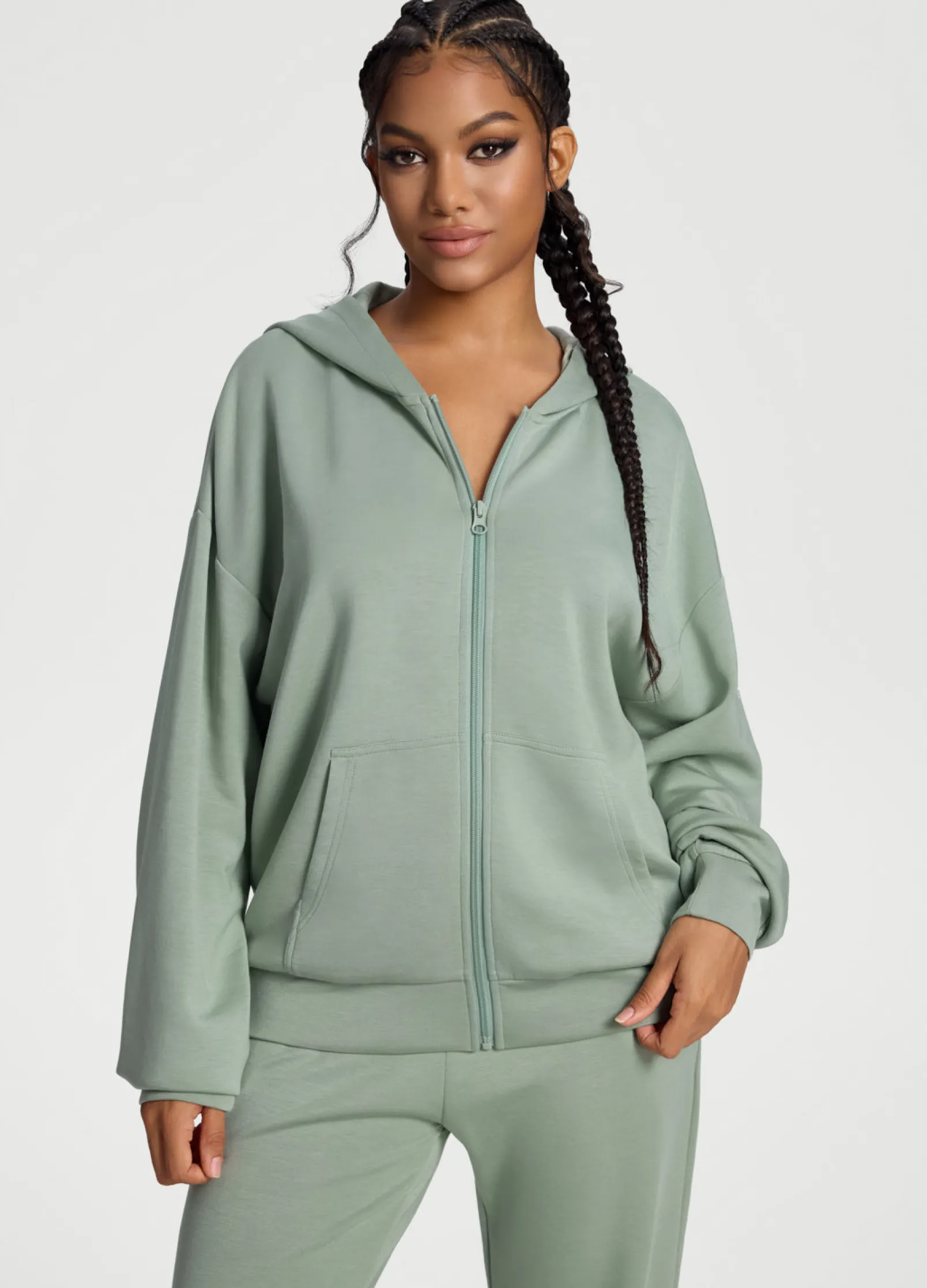 Übergroßer Zip-Up-Hoodie