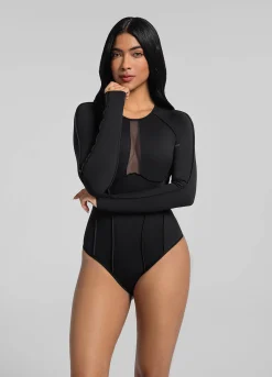 Bodysuit mit V-Mesh-Einsatz