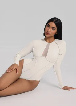 Bodysuit mit V-Mesh-Einsatz