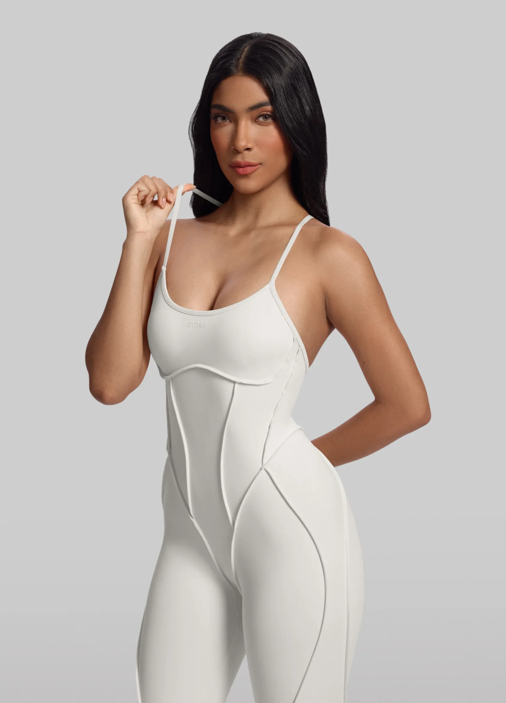 Catsuit mit überkreuzten Trägern