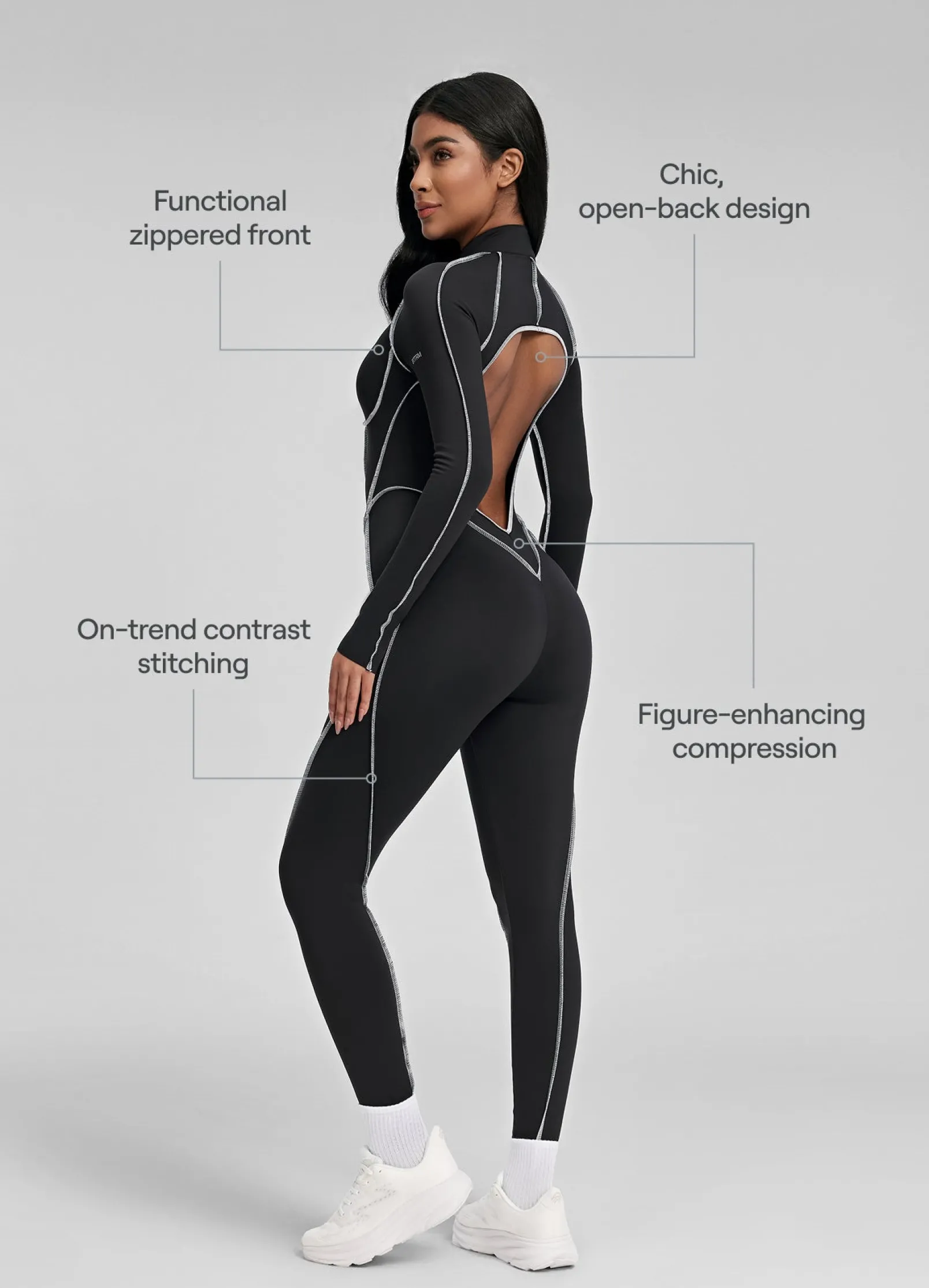 Catsuit mit Konturnähten