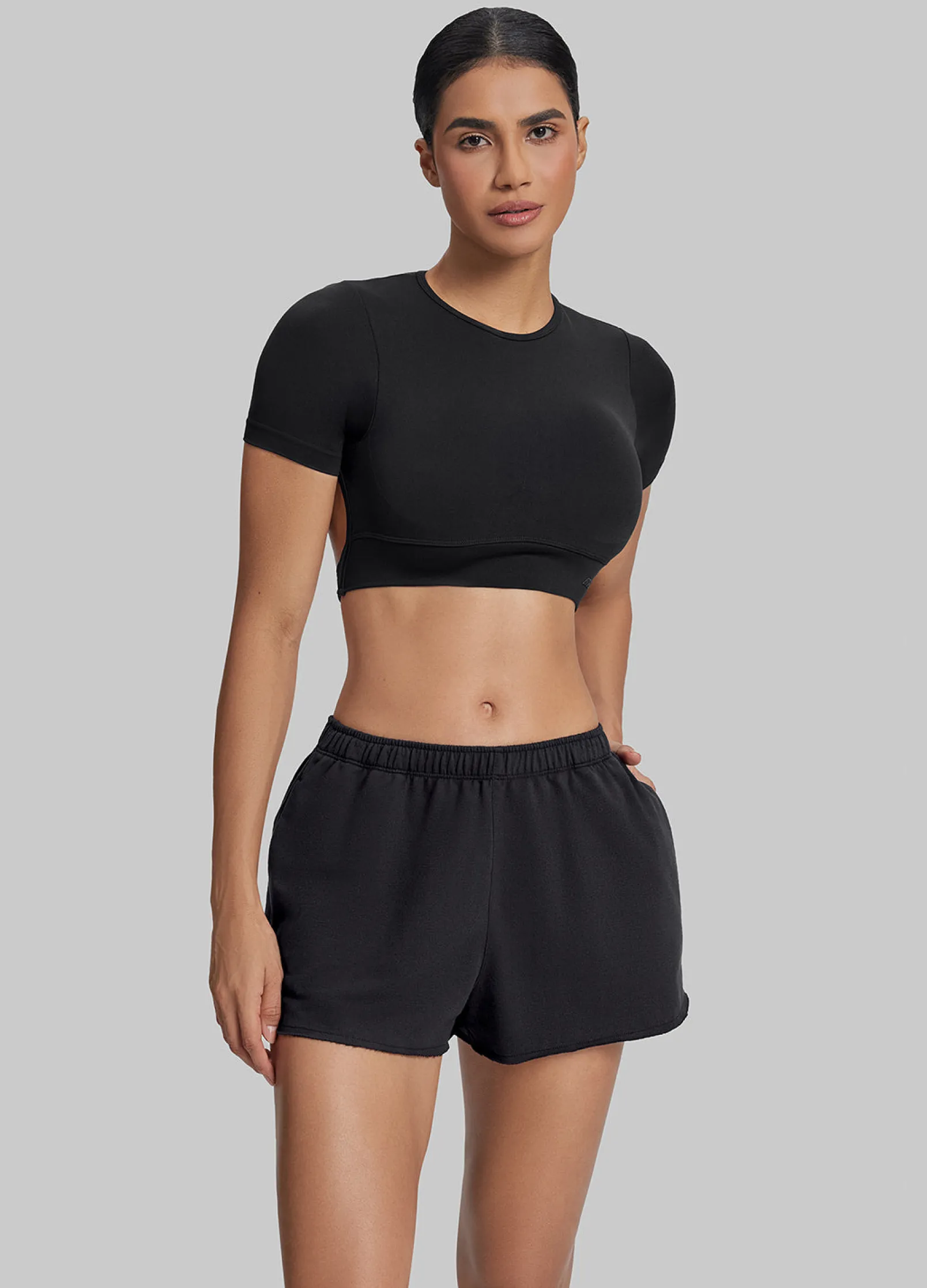 Comfy Mid-Thigh Stretchy Waist French Terry Jersey Shorts
