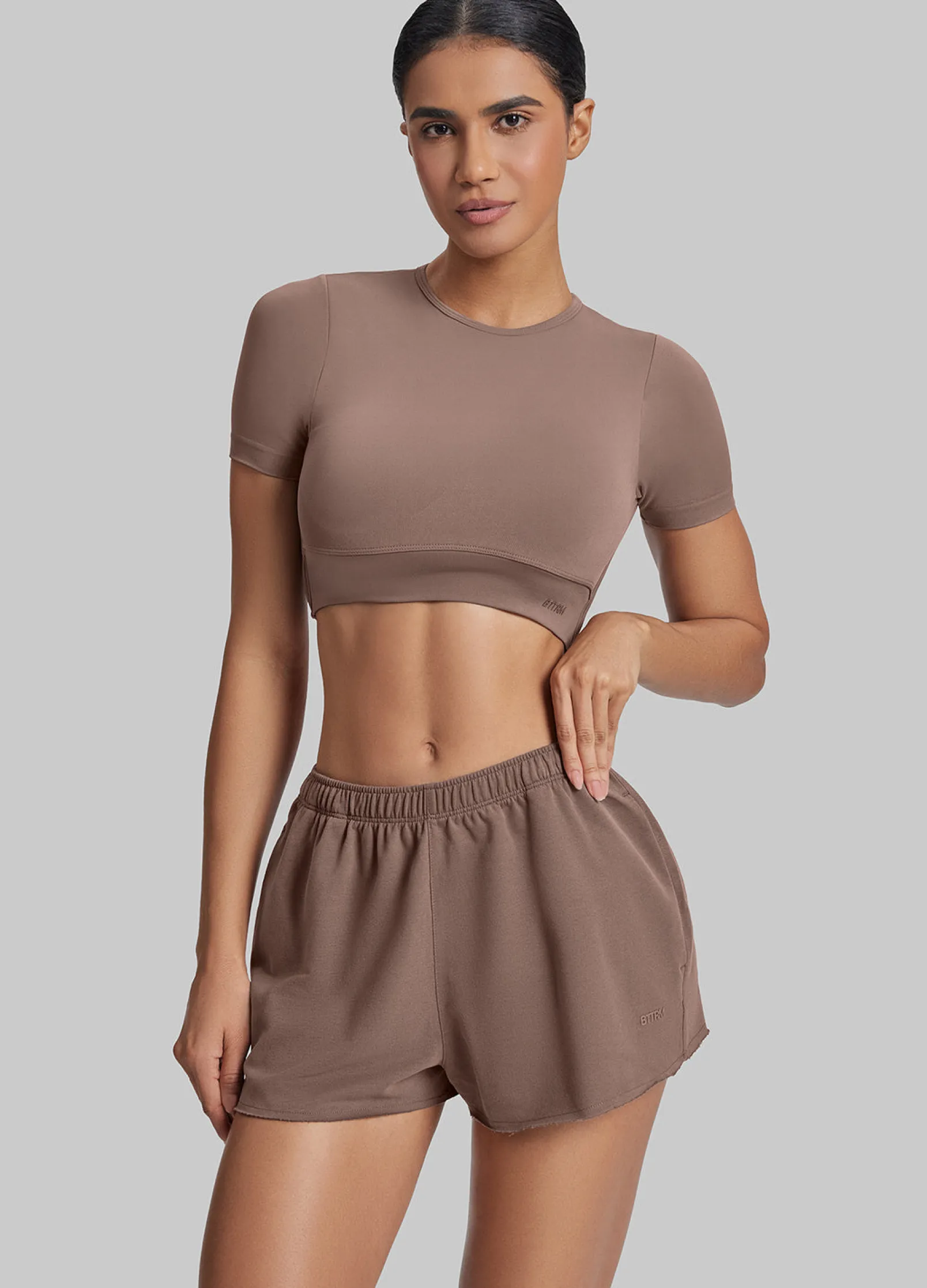 Comfy Mid-Thigh Stretchy Waist French Terry Jersey Shorts
