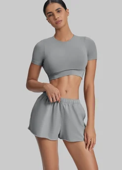 Comfy Mid-Thigh Stretchy Waist French Terry Jersey Shorts