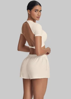Comfy Mid-Thigh Stretchy Waist French Terry Jersey Shorts