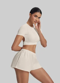 Comfy Mid-Thigh Stretchy Waist French Terry Jersey Shorts
