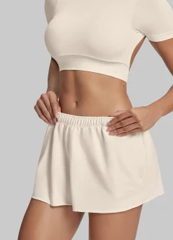 Comfy Mid-Thigh Stretchy Waist French Terry Jersey Shorts