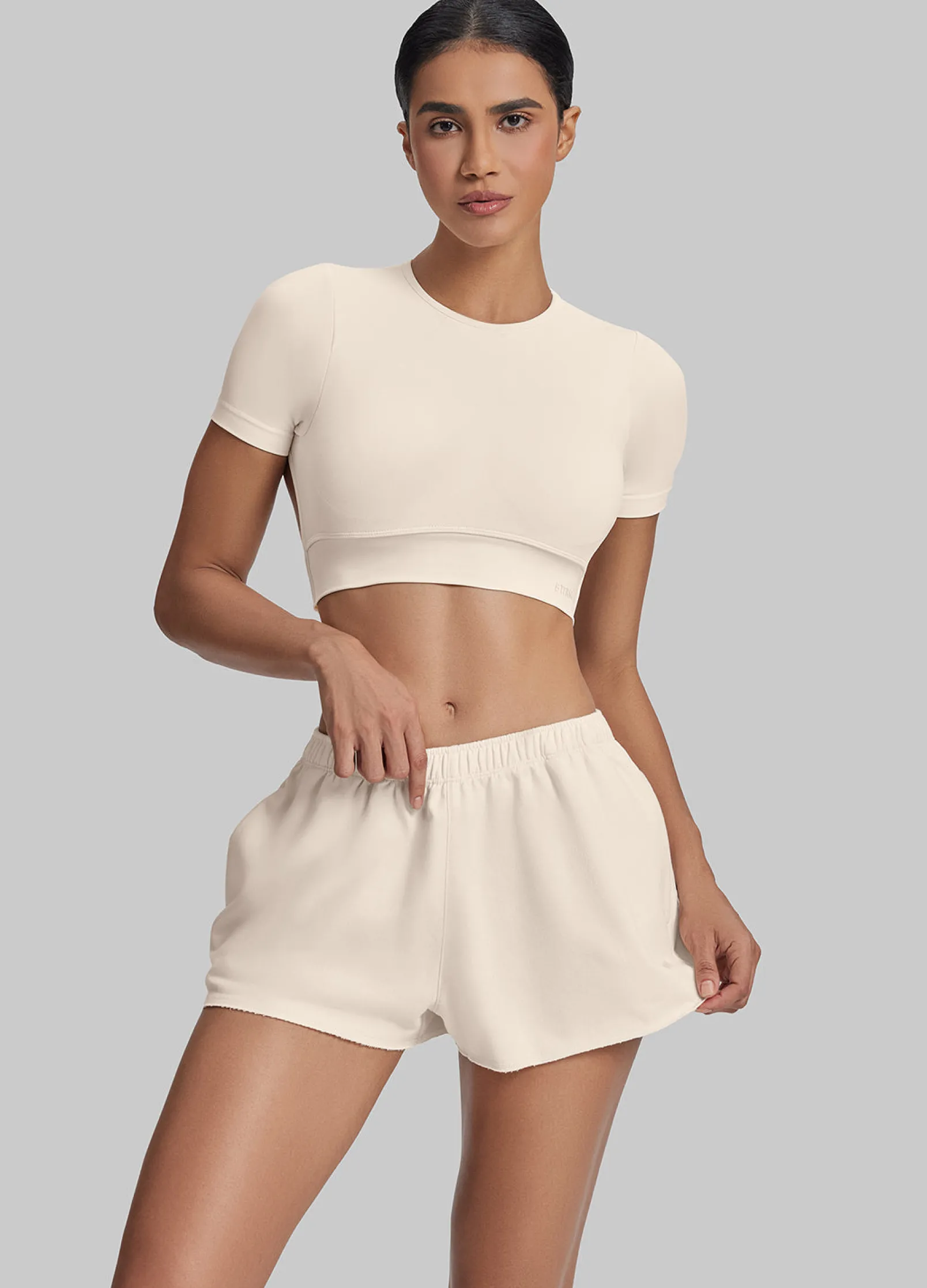 Comfy Mid-Thigh Stretchy Waist French Terry Jersey Shorts