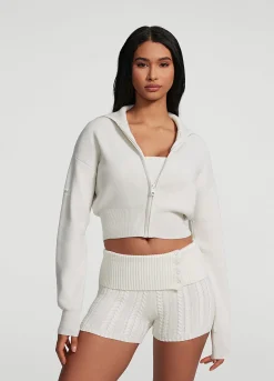 Cropped-Strickjacke mit Reißverschluss