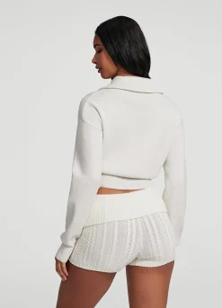 Cropped-Strickjacke mit Reißverschluss
