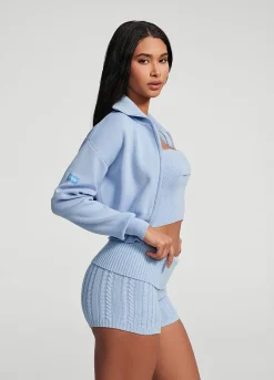 Cropped-Strickjacke mit Reißverschluss