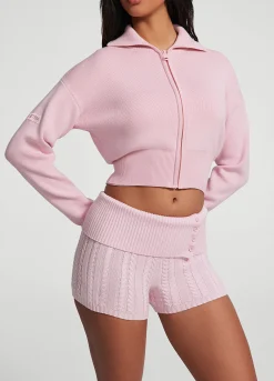 Cropped-Strickjacke mit Reißverschluss