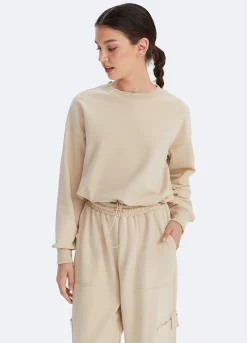Cropped Sweatshirt mit Kordelzug