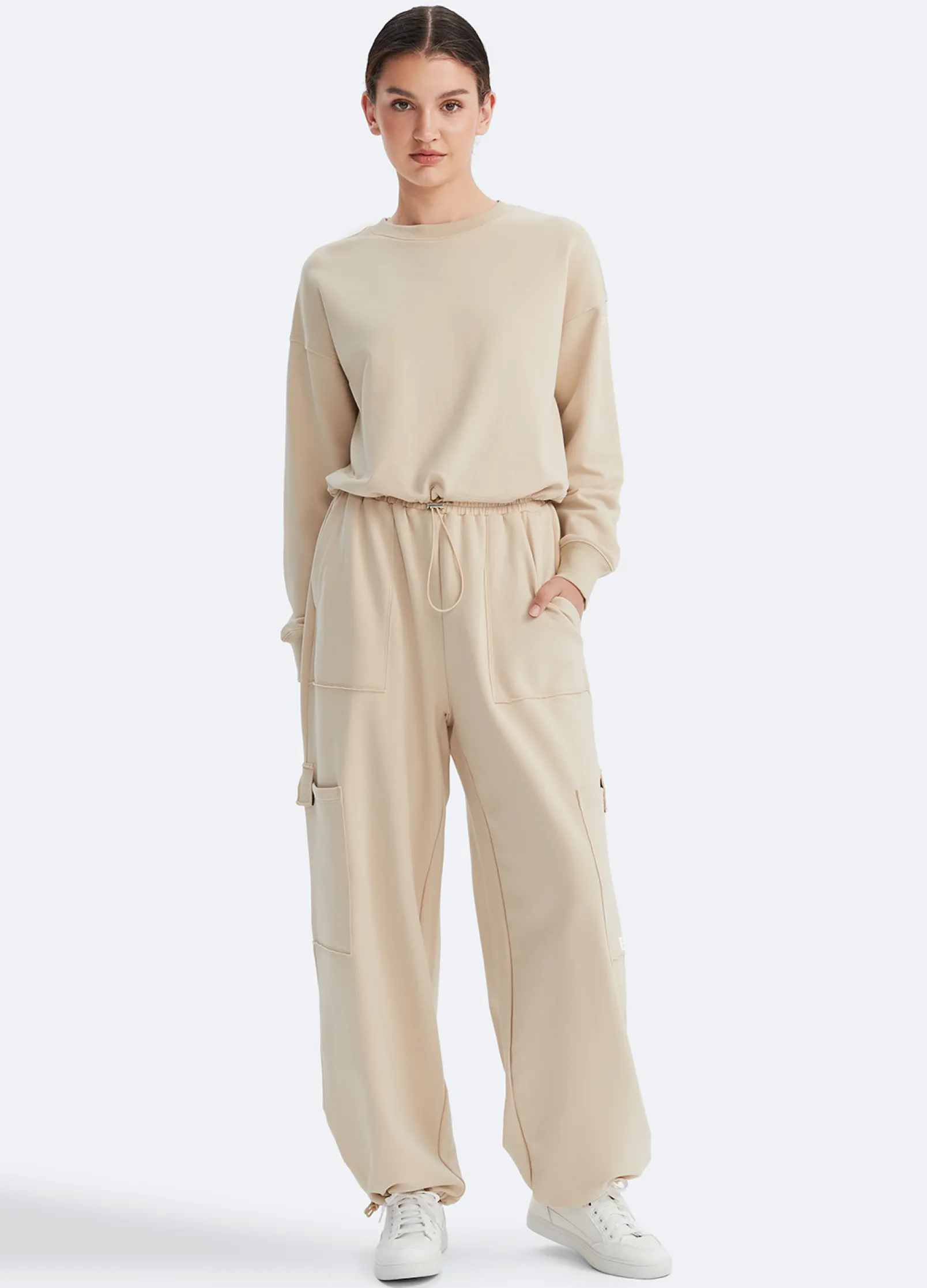 Cropped Sweatshirt mit Kordelzug
