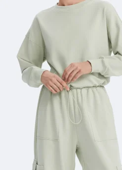 Cropped Sweatshirt mit Kordelzug