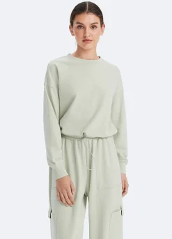 Cropped Sweatshirt mit Kordelzug