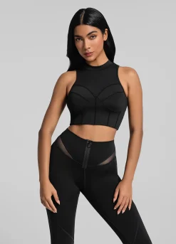 Cropped-Top mit hohem Halsausschnitt