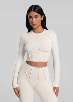Cropped-Top mit langen Ärmeln