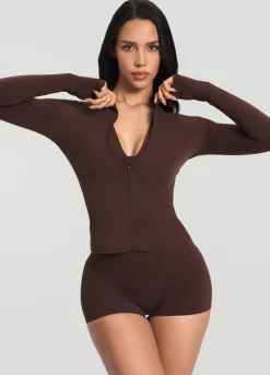 Figurbetonte Langarmjacke mit Reißverschluss