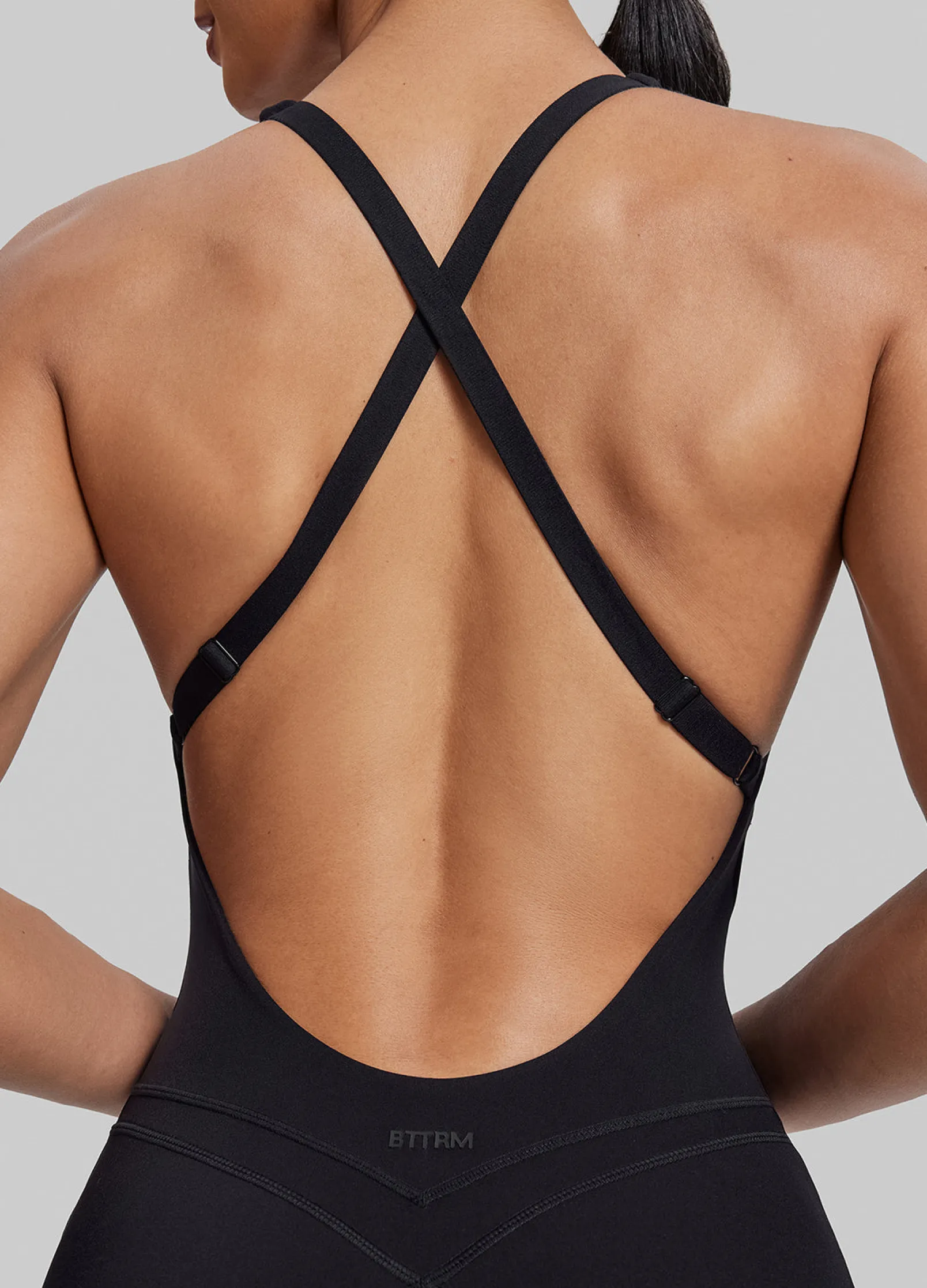 Form-Fitting Shorts Crossback Built-in Bra Sweat-Wicking Bodysuit