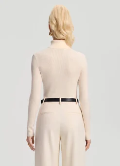 Gerippter Rollkragenpullover aus Wollmischung