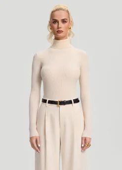 Gerippter Rollkragenpullover aus Wollmischung
