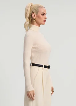 Gerippter Rollkragenpullover aus Wollmischung