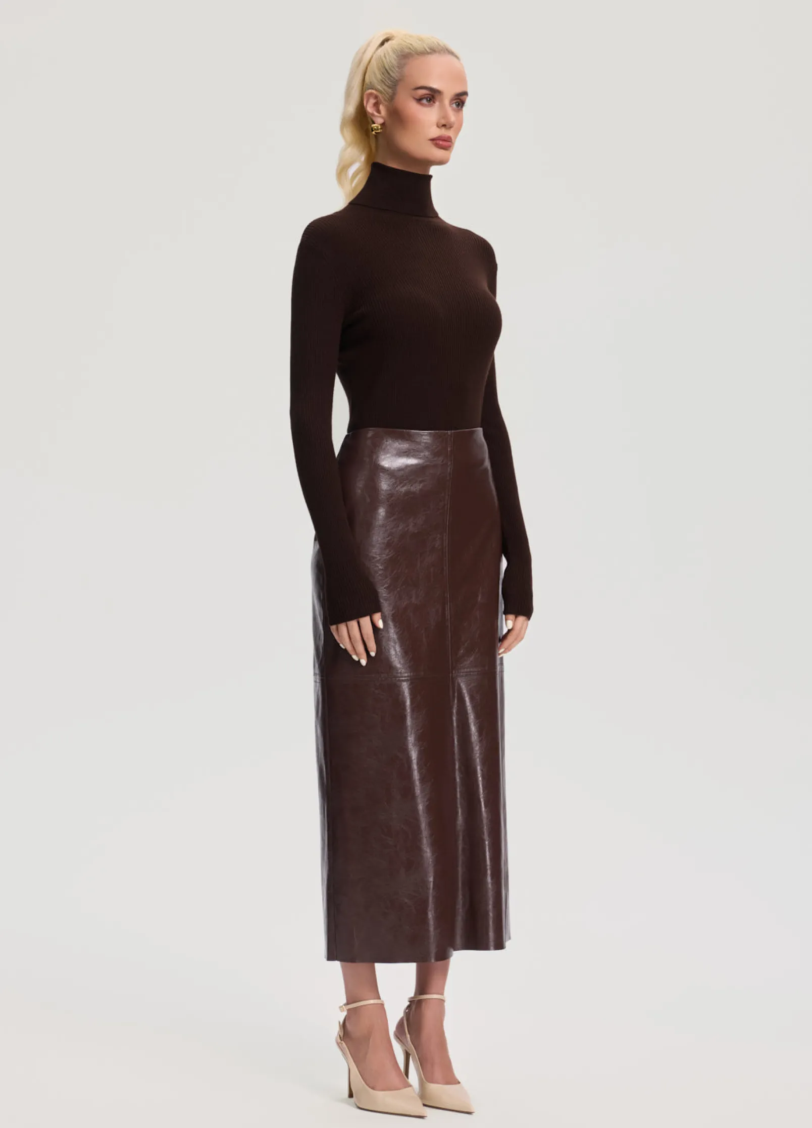 Gerippter Rollkragenpullover aus Wollmischung