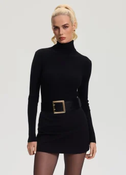 Gerippter Rollkragenpullover aus Wollmischung