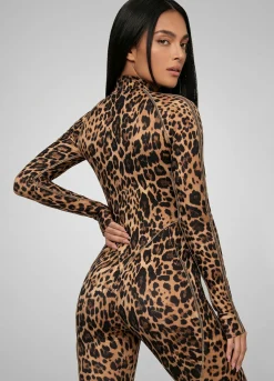 Golden Leopard Closed-Back Catsuit