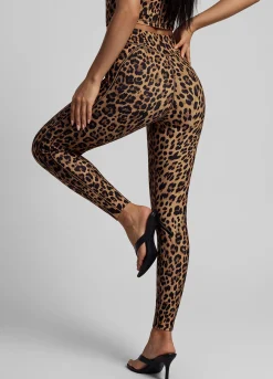 Golden Leopard Contour Stitch Leggings