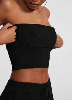 Grobstrick-Crop-Top