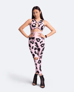 Hochgeschnittene Leggings mit Knieschlitzen