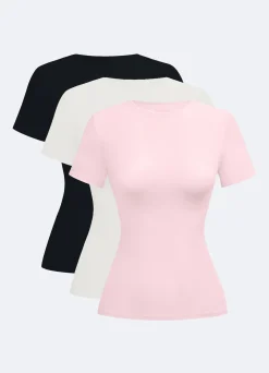 Kurzarmshirt mit Rundhalsausschnitt – 3er-Pack