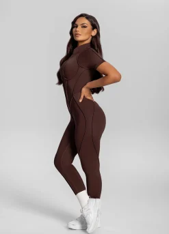 Kurzärmeliger Catsuit mit geschlossenem Rücken