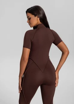 Kurzärmeliger Catsuit mit geschlossenem Rücken