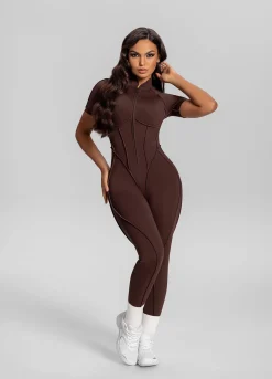 Kurzärmeliger Catsuit mit geschlossenem Rücken