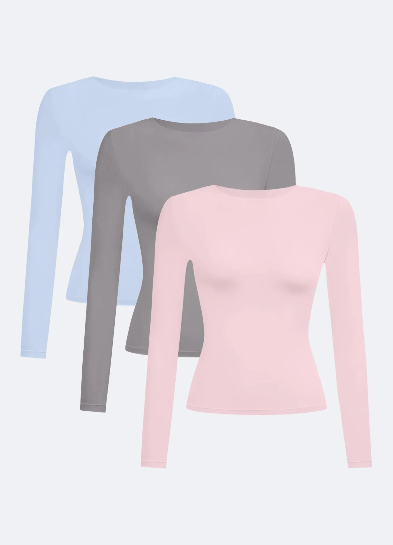 Langarmshirt mit Rundhalsausschnitt – 3er-Pack