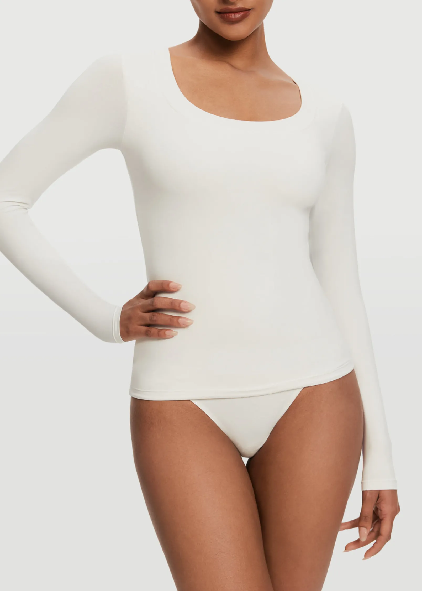 Langarmshirt mit tiefem Rundhalsausschnitt – 3er-Pack