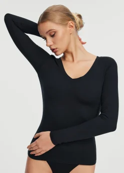 Langarmshirt mit V-Ausschnitt