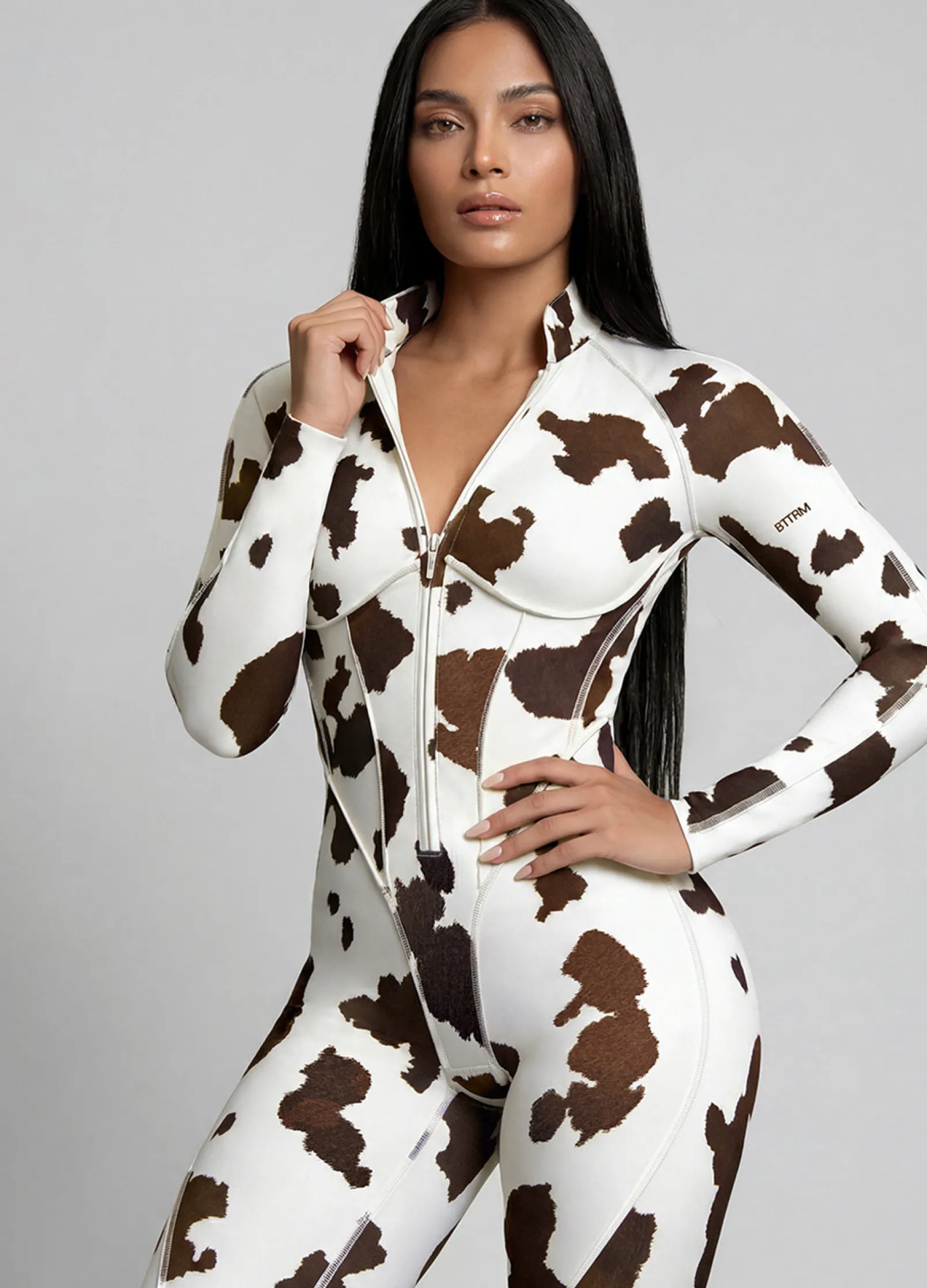 Mocha Cow Closed-Back Catsuit