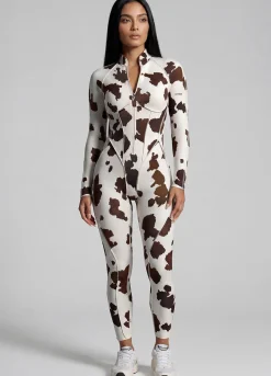 Mocha Cow Closed-Back Catsuit