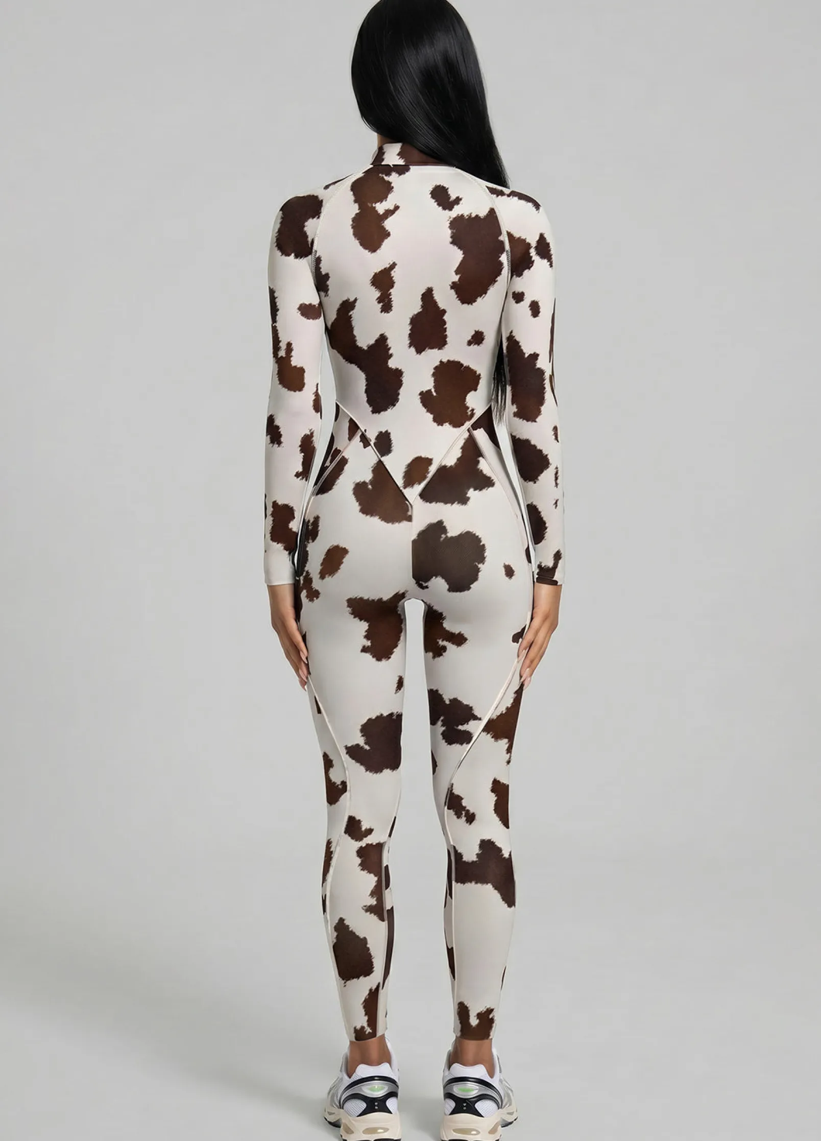 Mocha Cow Closed-Back Catsuit