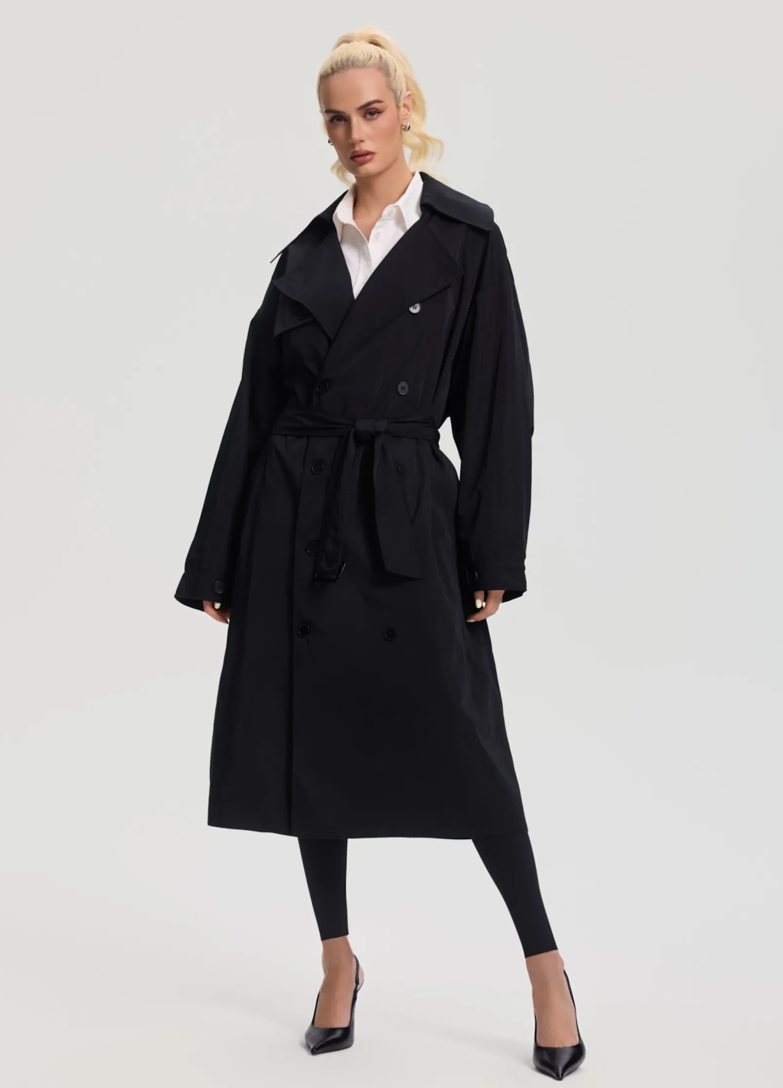 Oversized Doppelreiher-Trenchcoat