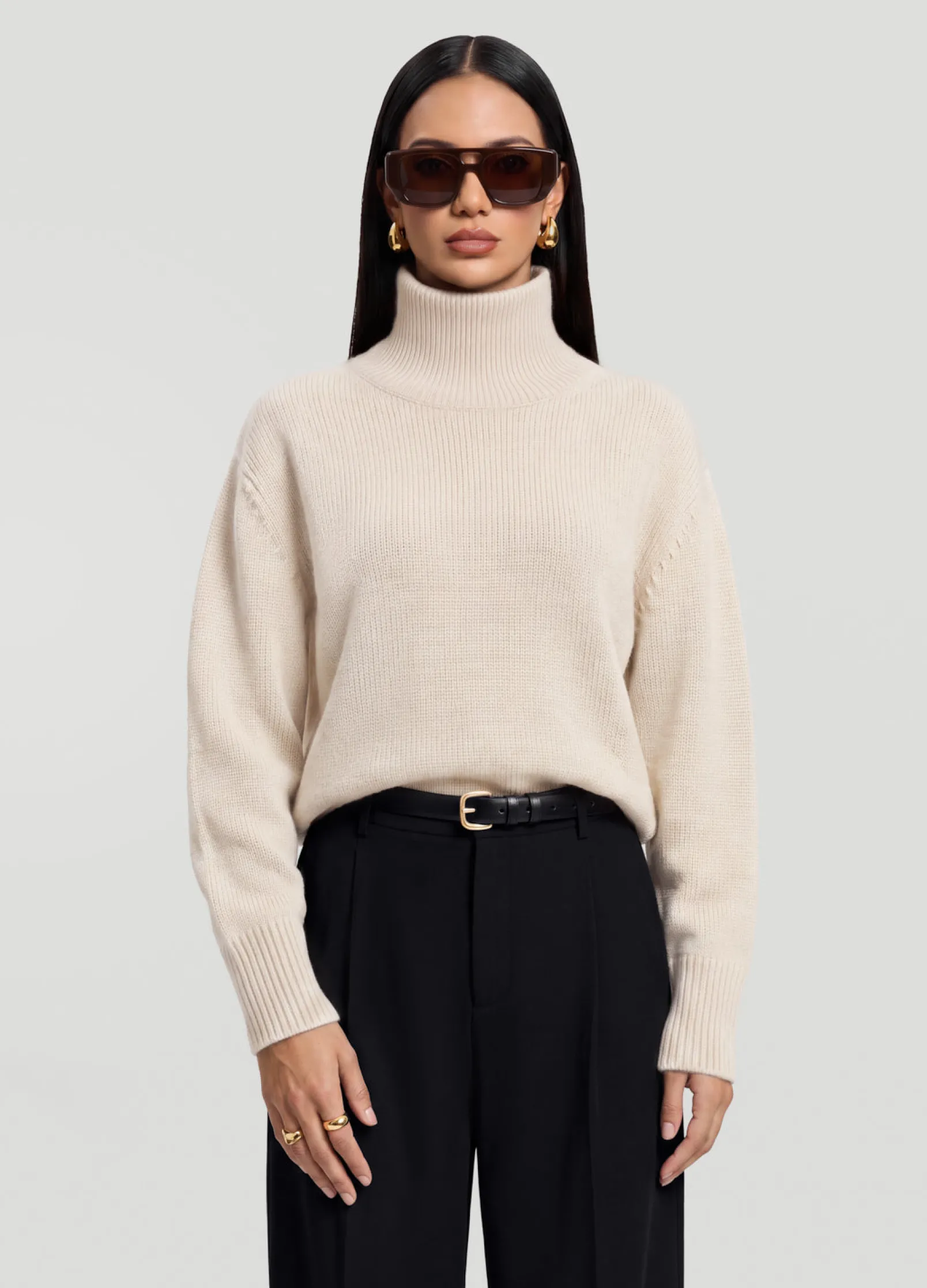 Oversized Woll-Rollkragenpullover