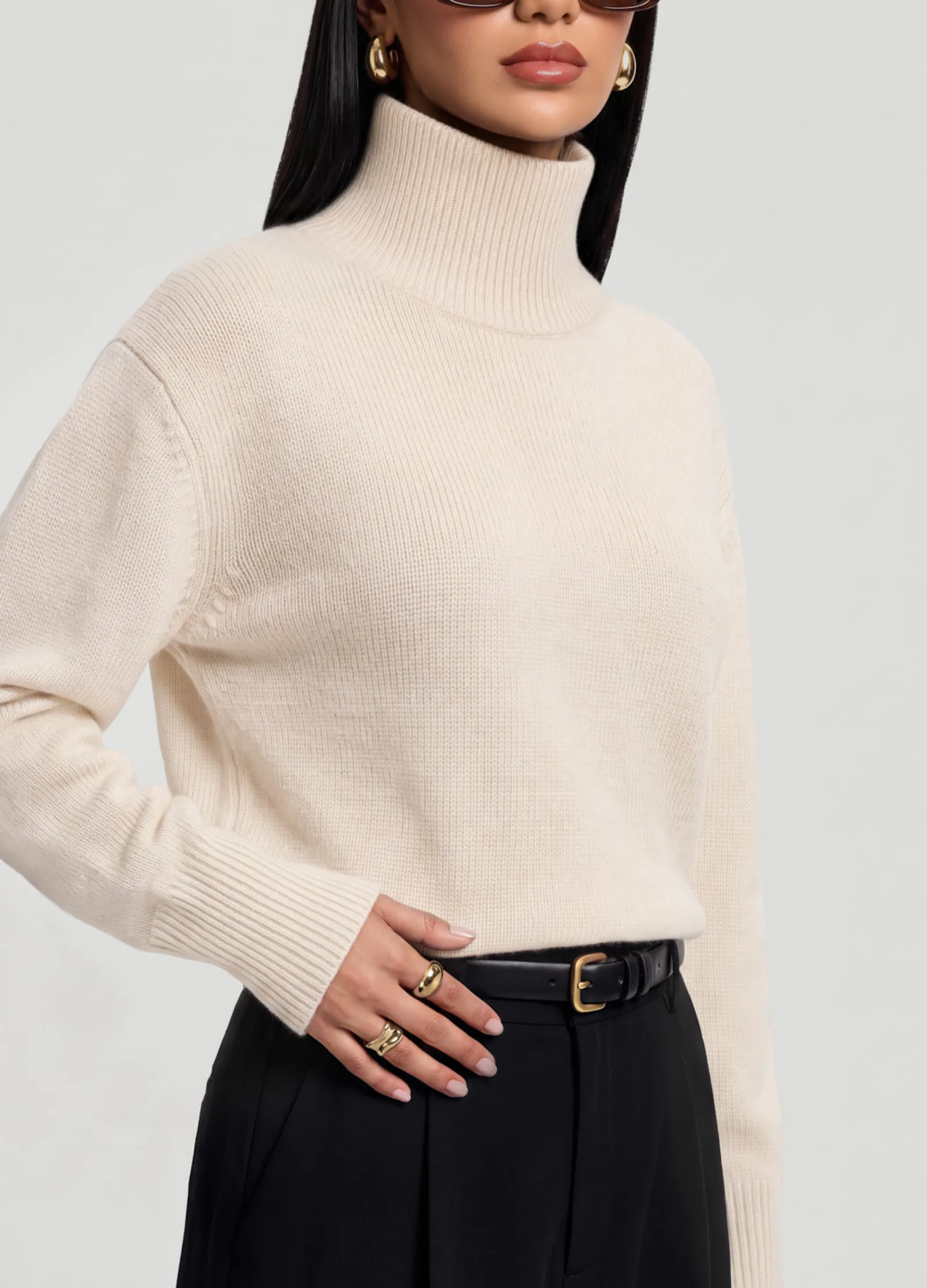 Oversized Woll-Rollkragenpullover