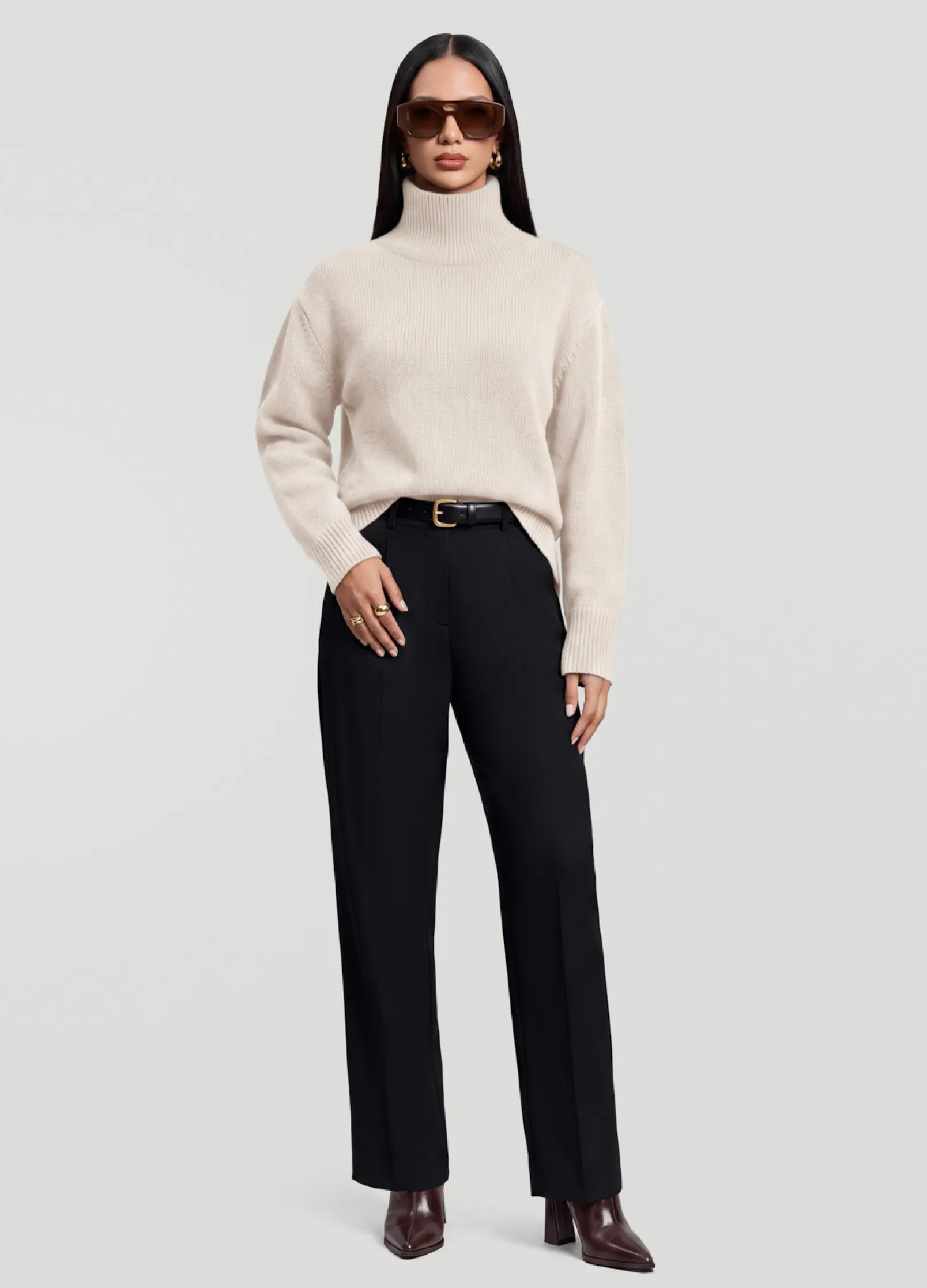 Oversized Woll-Rollkragenpullover