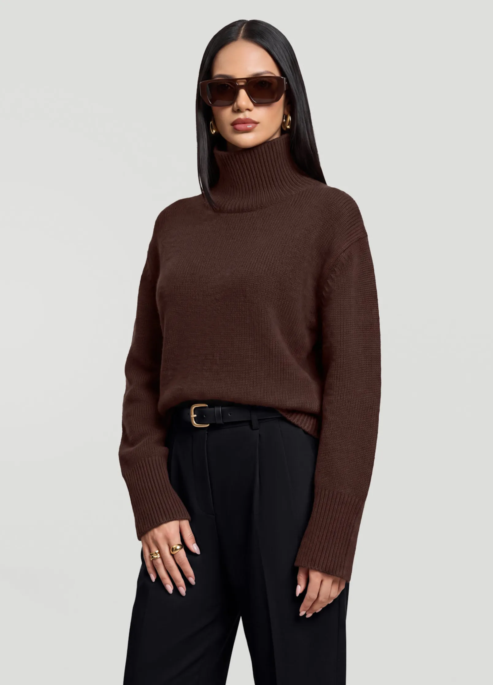 Oversized Woll-Rollkragenpullover