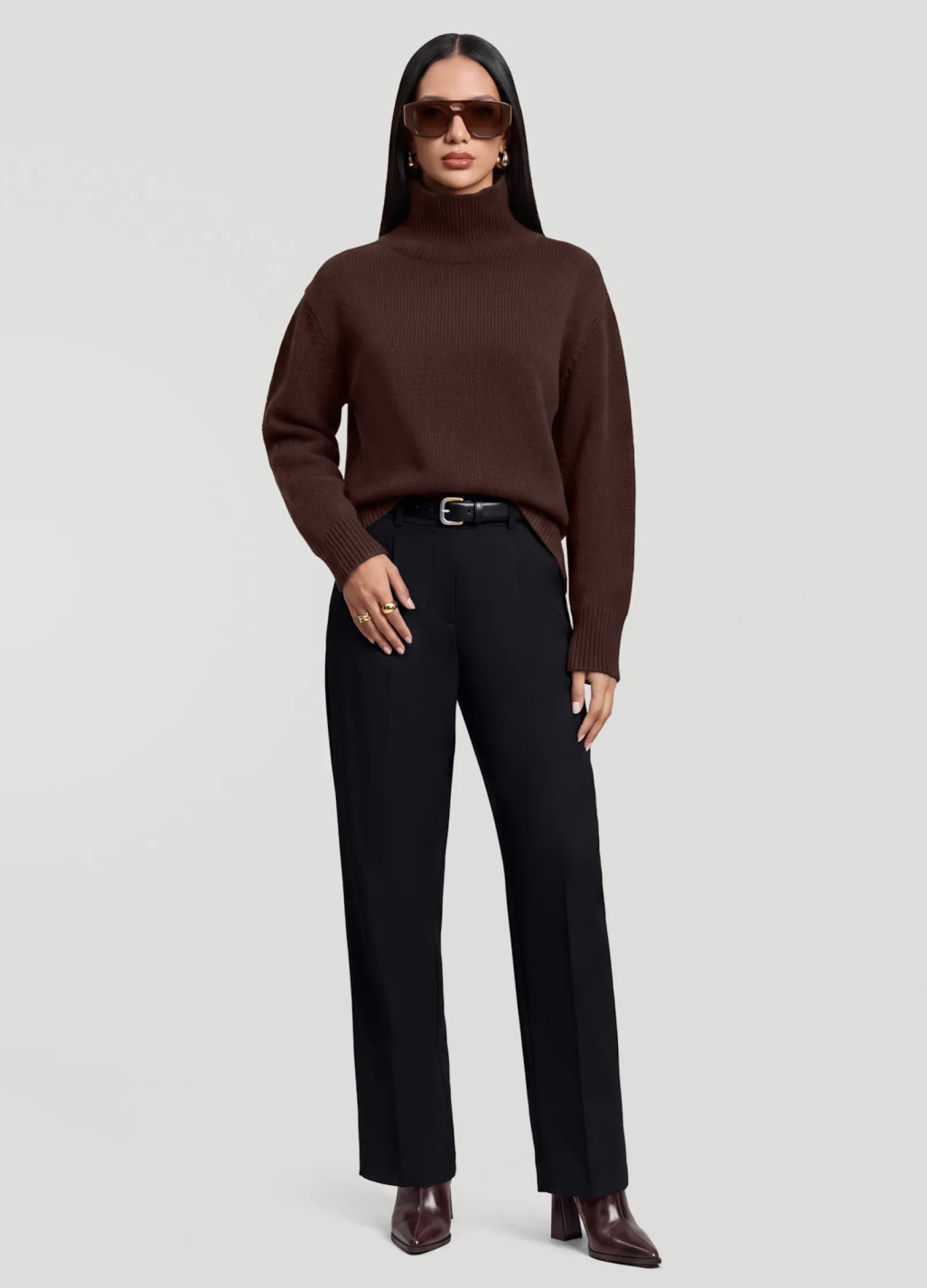 Oversized Woll-Rollkragenpullover